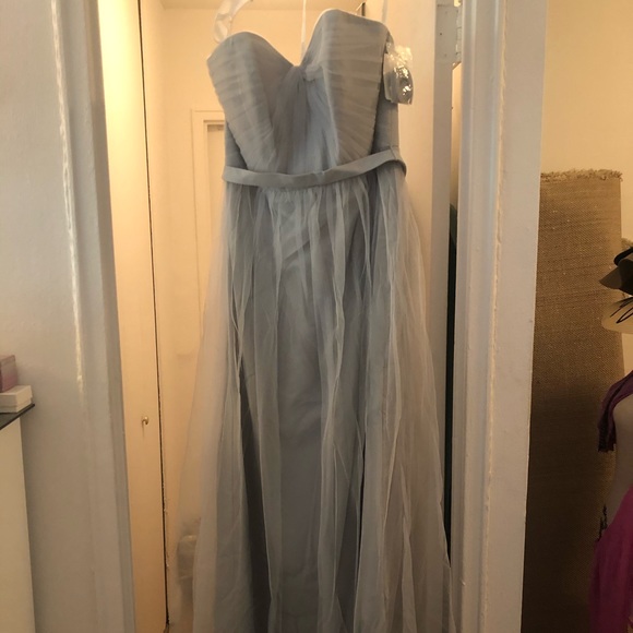 Strapless Tulle Long Dress with Removable Belt - Picture 3 of 4